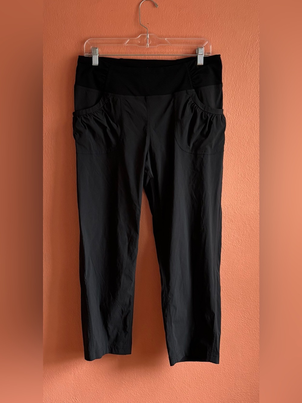 Prana Black Pull-On Active Leggings with Logo Waistband